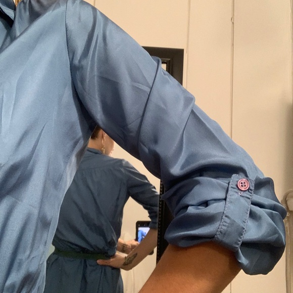 Princess Di blue Shirtdress vintage 70s 80s style - Picture 3 of 5